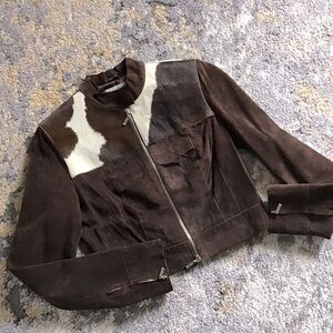 Vintage bebe Brown Leather Crop Moto Jacket XS EUC!